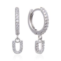 Pendientes Plata Mujer 6mm PEZ0643RHU Aro Colgante Letra U