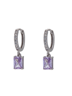 Pendientes Plata Mujer PPAC106/L Aro Colgante Circonitas Lila