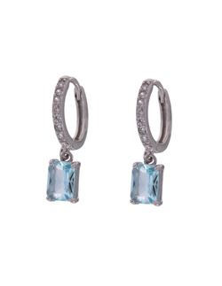 Pendientes Plata Mujer PPAC106/S Aro Colgante Circonitas Aquamarina