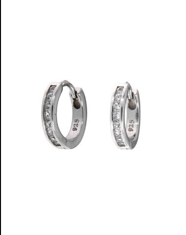 Pendientes Plata Mujer PPAC114 Medio Aro Circonitas