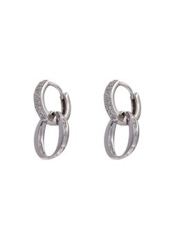 Pendientes Plata Mujer PPAC116 Aro Circonitas Colgante Óvalo