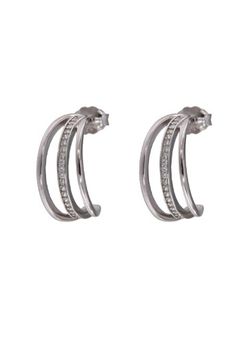 Pendientes Plata Mujer PPAC124 Medio Aro Circonitas