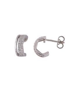 Pendientes Plata Mujer PPAC132 Medio Aro Calado Circonitas