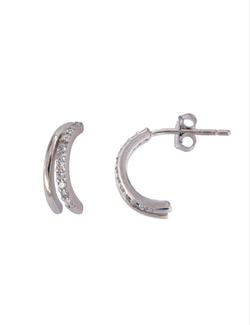 Pendientes Plata Mujer PPAC147 Medio Aro Circonitas
