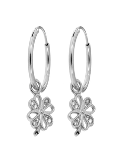 Pendientes Plata Mujer PPAC17 Aro Colgante Trébol Circonitas