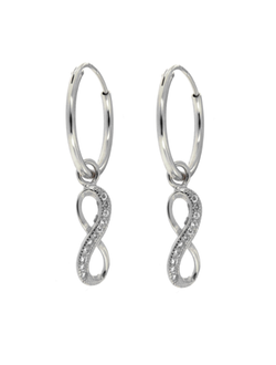 Pendientes Plata Mujer PPAC18 Aro Colgante Infinito Circonitas
