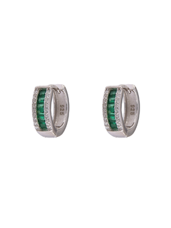 Pendientes Plata Mujer PPAC181/V Aro Circonitas Blancas Bicolor Verdes