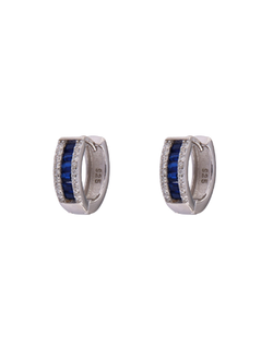 Pendientes Plata Mujer PPAC181/Z Aro Circonitas Blancas Bicolor Azules