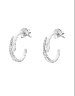 Pendientes Plata Mujer PPAC182 Aro Abierto Circonitas