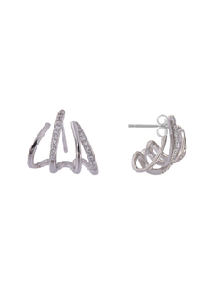 Pendientes Plata Mujer PPAC183 Aro Abierto Circonitas