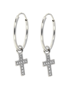Pendientes Plata Mujer PPAC23 Aro C. Colgante Cruz