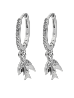 Pendientes Plata Mujer PPAC24 Aro Colgante Pájaro Circonitas