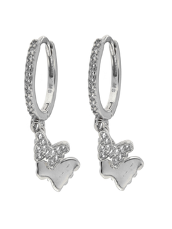 Pendientes Plata Mujer PPAC26 Aro Colgante Mariposa Circonitas Multicolor