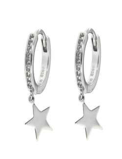 Pendientes Plata Mujer PPAC29 Aro Circonitas Colgante Estrella