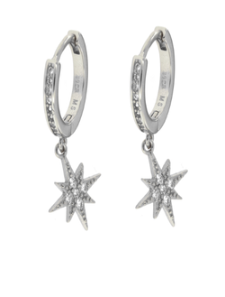 Pendientes Plata Mujer PPAC32 Aro Colgante Estrella Polar Circonitas