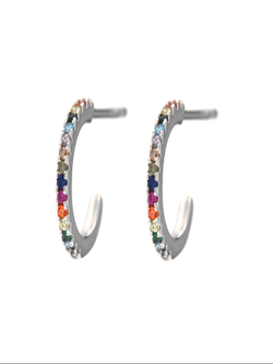 Pendientes Plata Mujer PPAC40 Aro Abierto Circonitas Multicolor