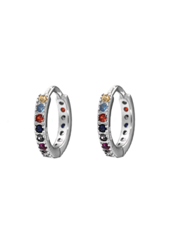 Pendientes Plata Mujer PPAC44/1 Aro Circonitas Multicolor