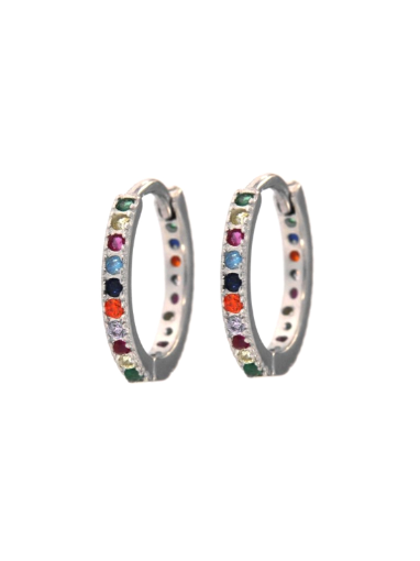 Pendientes Plata Mujer PPAC44/2 Aro Circonitas Multicolor