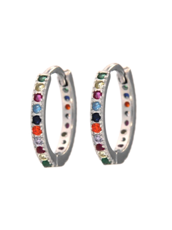 Pendientes Plata Mujer PPAC44/3 Aro Circonitas Multicolor