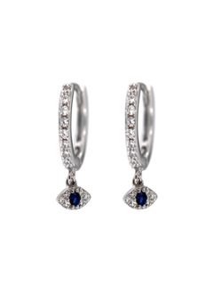 Pendientes Plata Mujer PPAC47 Aro Colgante Ojo Turco Circonitas