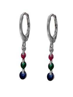 Pendientes Plata Mujer PPAC55 Aro Colgante Circonitas Multicolor