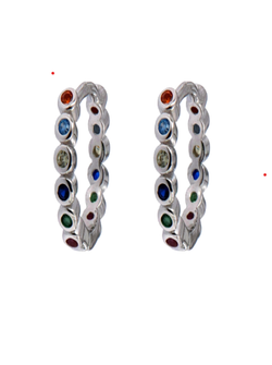 Pendientes Plata Mujer PPAC63 Aro Circonitas Multicolor