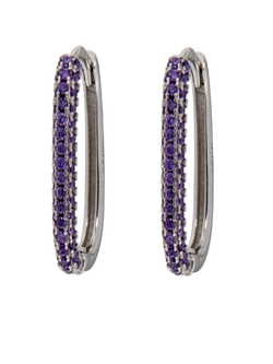 Pendientes Plata Mujer PPAC65/A Aro Circonitas Moradas