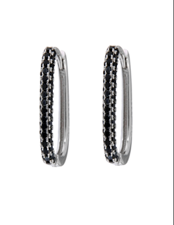Pendientes Plata Mujer PPAC65/N Aro Circonitas Negras