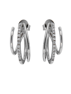 Pendientes Plata Mujer PPAC66 Aro Abierto Circonitas