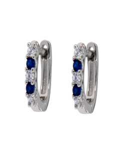 Pendientes Plata Mujer PPAC67/Z Aro Circonitas Azules Bicolor Blancas