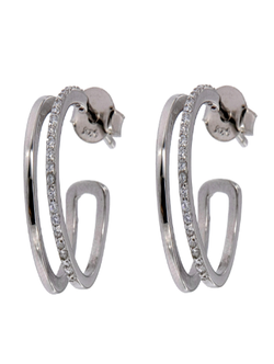 Pendientes Plata Mujer PPAC69 Aro Abierto Circonitas