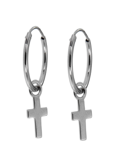 Pendientes Plata Mujer PPAC9 Aro C. Colgante Cruz
