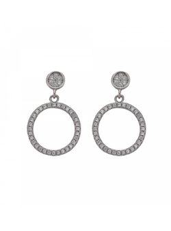 Pendientes Plata Mujer PPEN2004 Colgante Círculo Circonitas