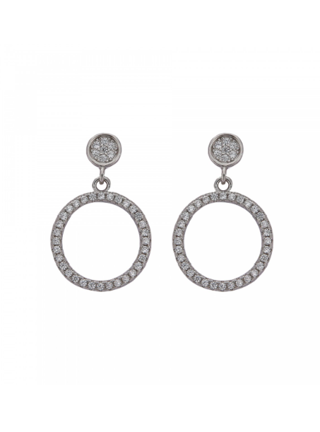Pendientes Plata Mujer PPEN2004 Colgante Círculo Circonitas