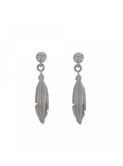 Pendientes Plata Mujer PPEN2075 Colgante Pluma