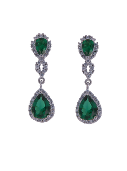 Pendientes Plata Mujer PPEN2124/V Colgante Circonitas Verdes