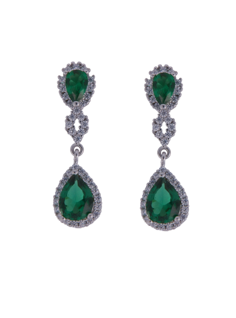 Pendientes Plata Mujer PPEN2124/V Colgante Circonitas Verdes