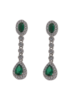Pendientes Plata Mujer PPEN2125/V Colgante Circonitas Verdes