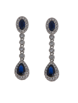 Pendientes Plata Mujer PPEN2125/Z Colgante Circonitas Azules