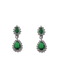Pendientes Plata Mujer PPEN2128/V Colgante Circonitas Verdes