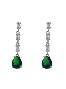Pendientes Plata Mujer PPEN2129/V Colgante Circonitas Blancas Bicolor Verdes