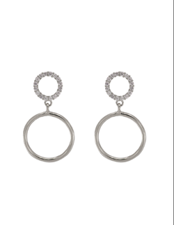 Pendientes Plata Mujer PPEN2131 Colgante Círculo Circonitas