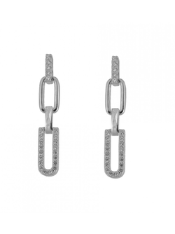 Pendientes Plata Mujer PPEN2136 Colgante Eslabones Circonitas