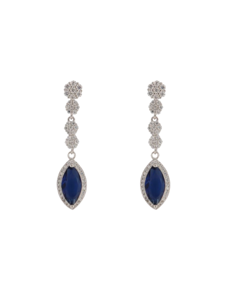 Pendientes Plata Mujer PPEN2150/Z Colgante Circonita Ovalada Azul