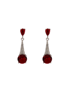 Pendientes Plata Mujer PPEN2157/R Colgante Circonitas Rojas