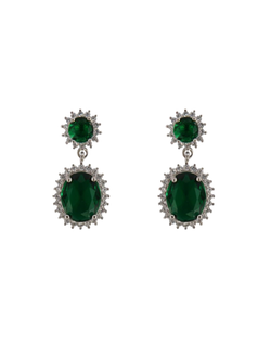 Pendientes Plata Mujer PPEN2158/V Colgante Circonitas Verdes