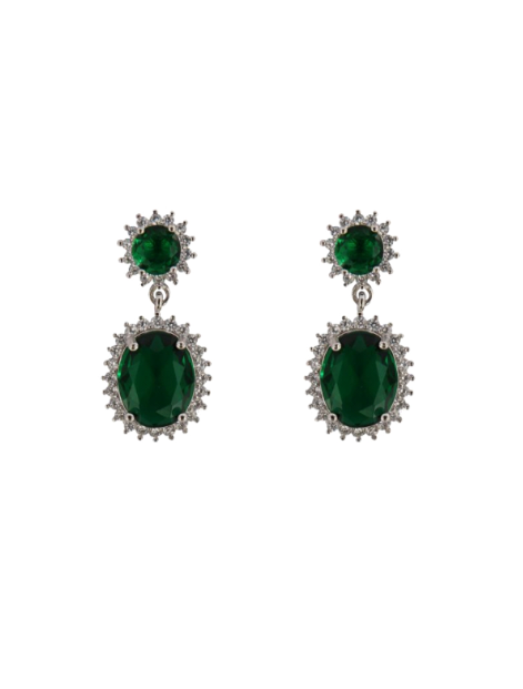 Pendientes Plata Mujer PPEN2158/V Colgante Circonitas Verdes