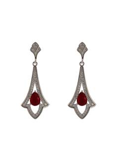 Pendientes Plata Mujer PPEN2159/R Colgante Circonitas Rojas