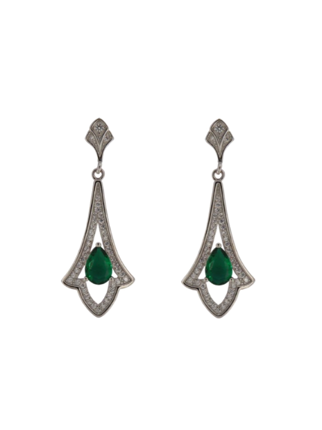 Pendientes Plata Mujer PPEN2159/V Colgante Circonitas Verdes