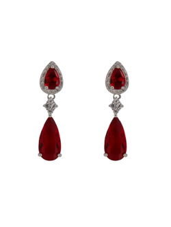 Pendientes Plata Mujer PPEN2160/R Colgante Circonitas Rojas